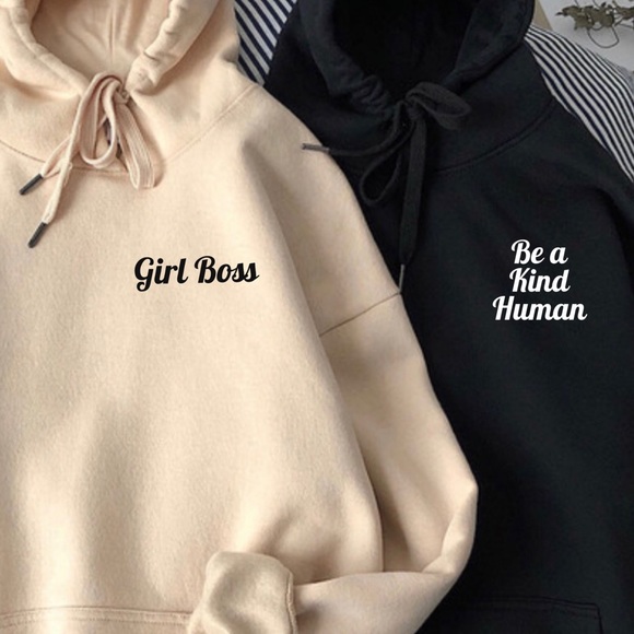NEW 2 Oversized Graphic Hoodies Girl Boss Kind Set - Picture 2 of 2